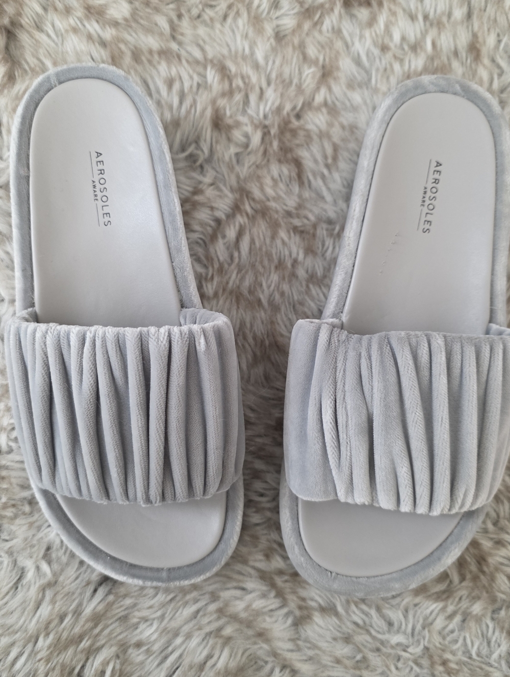 Aerosoles Aware Dada Platform Slide Sandals Gray Women's Size 6 1/2